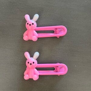 Hot Pink Easter Bunny Rabbit Basket 2.5" Alligator Hair Clip 2 Piece Set Pair